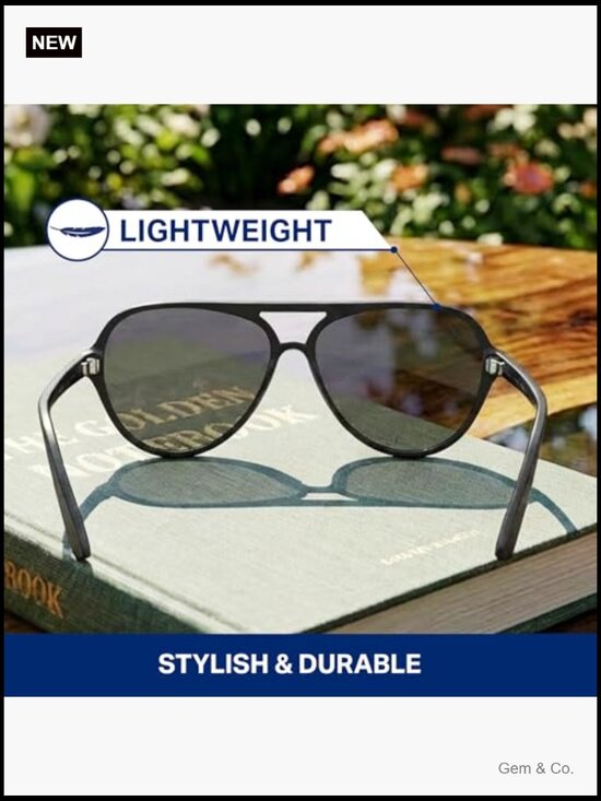 Polarized Aviator Sunglasses with Wrap-Around Frame, 100% UV Protection main image 6